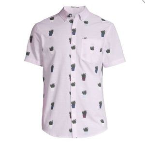 Men’s Penguin Button Up (Plant Print) - Size Medium